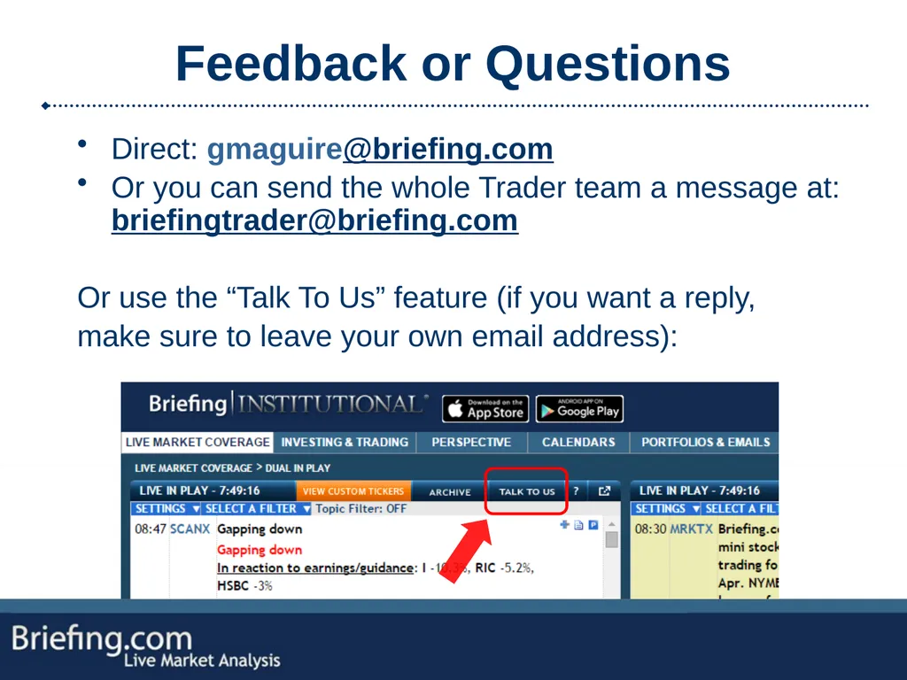 The Briefing Trader Election Playbook SPEAKERS: - slide 46 of 47