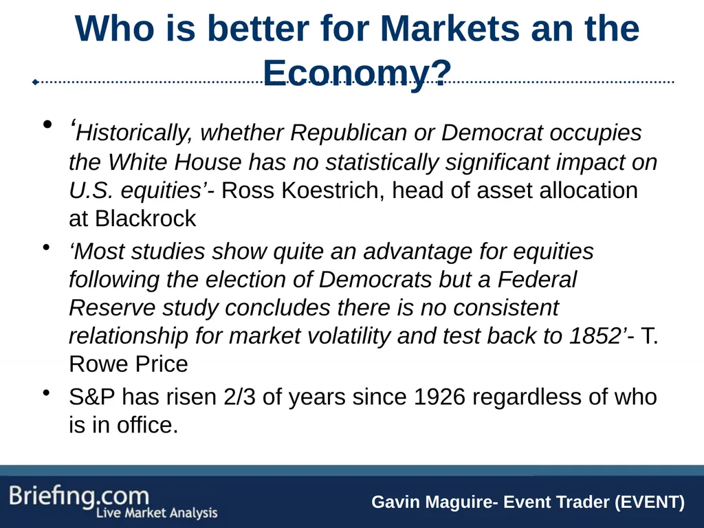 The Briefing Trader Election Playbook SPEAKERS: - slide 7 of 47