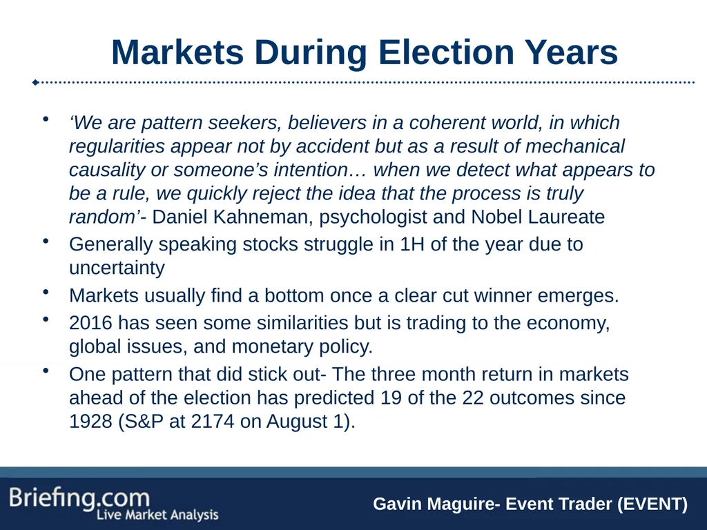 The Briefing Trader Election Playbook SPEAKERS: - slide 4 of 47