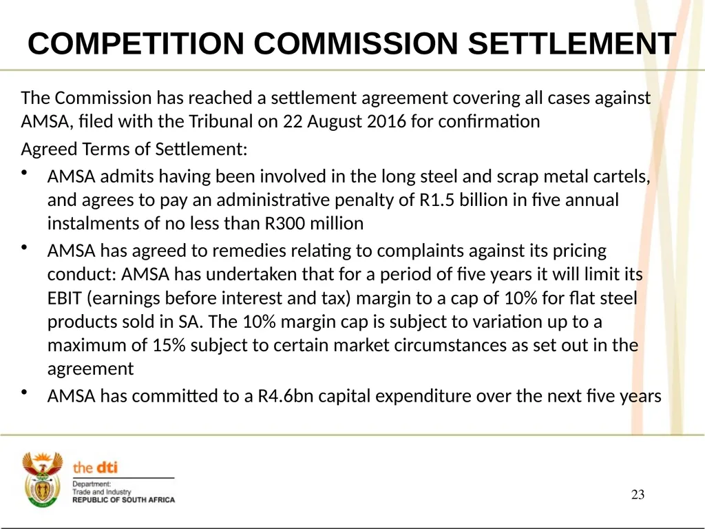 PRESENTATION TO THE JOINT PORTFOLIO COMMITTEES ON - slide 23 of 25