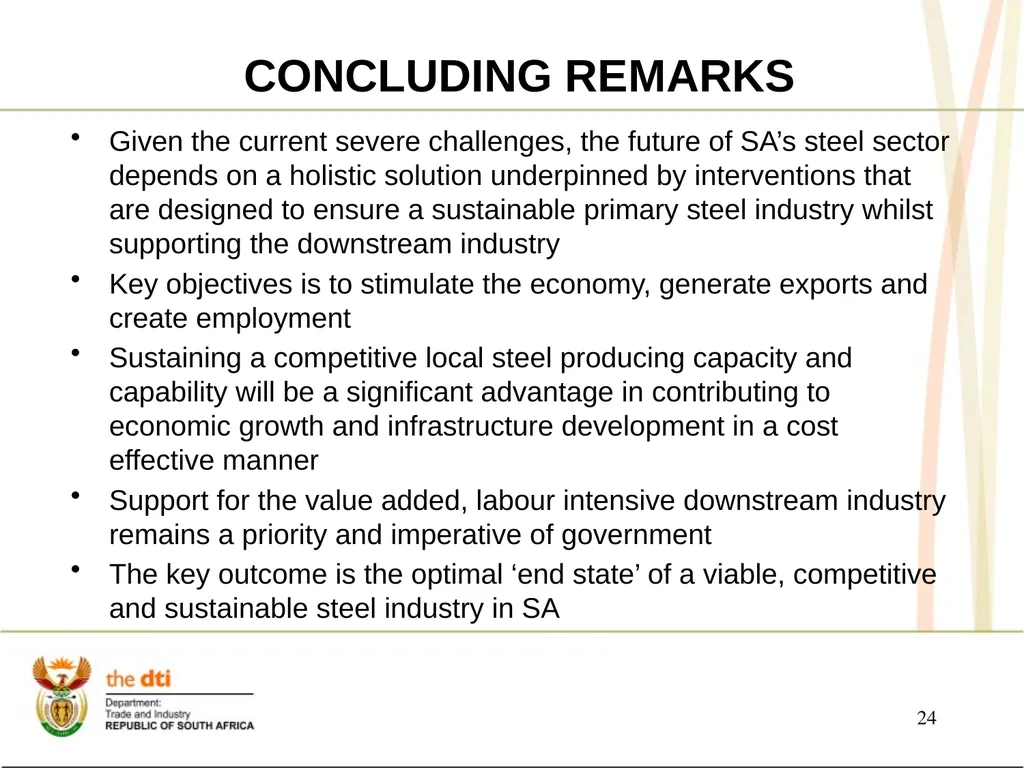 PRESENTATION TO THE JOINT PORTFOLIO COMMITTEES ON - slide 24 of 25