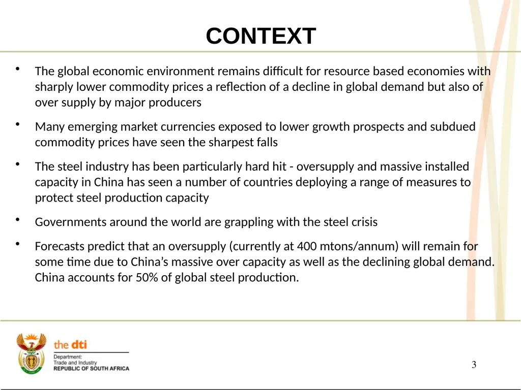 PRESENTATION TO THE JOINT PORTFOLIO COMMITTEES ON - slide 3 of 25