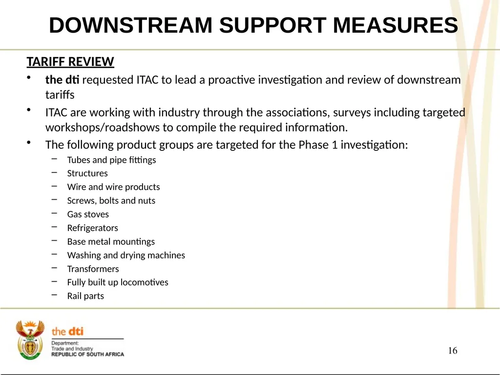 PRESENTATION TO THE JOINT PORTFOLIO COMMITTEES ON - slide 16 of 25