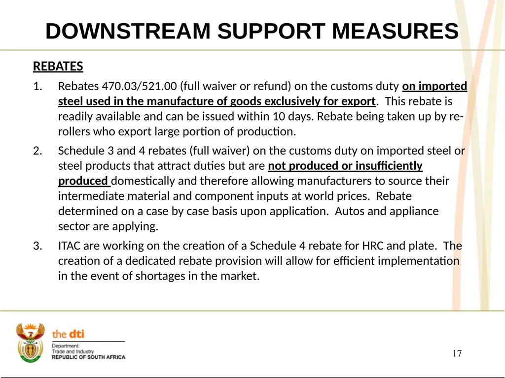 PRESENTATION TO THE JOINT PORTFOLIO COMMITTEES ON - slide 17 of 25
