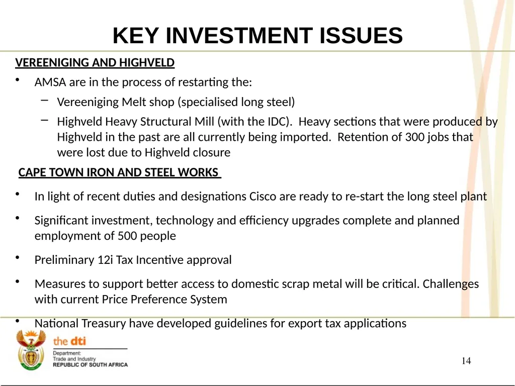 PRESENTATION TO THE JOINT PORTFOLIO COMMITTEES ON - slide 14 of 25