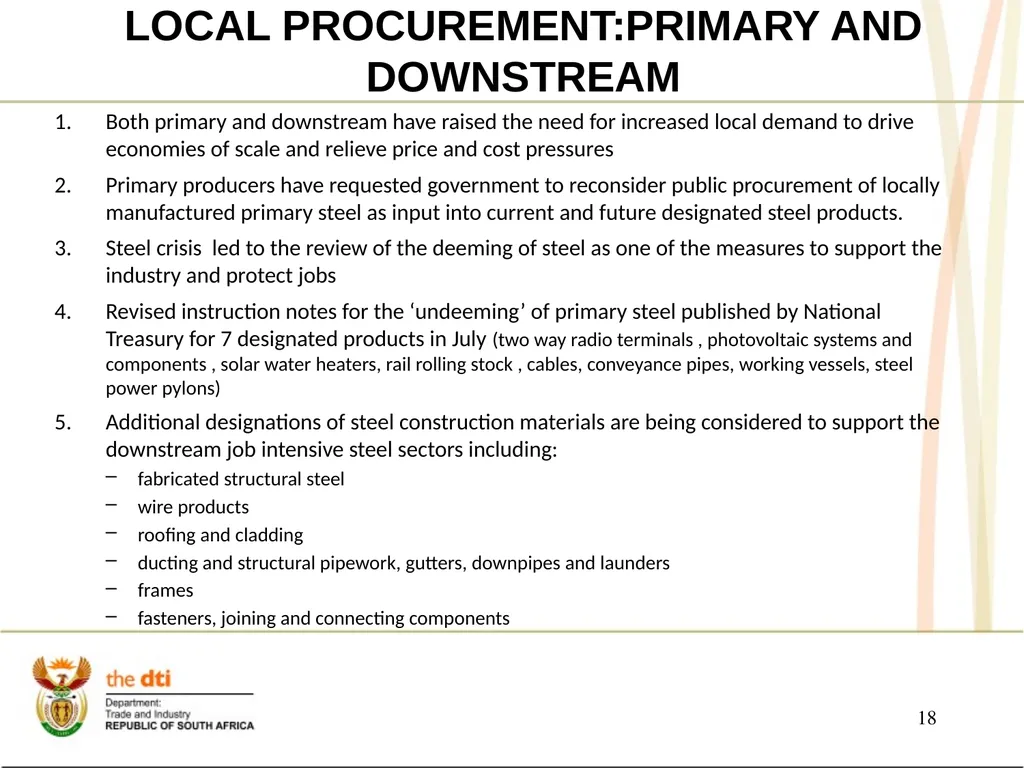 PRESENTATION TO THE JOINT PORTFOLIO COMMITTEES ON - slide 18 of 25
