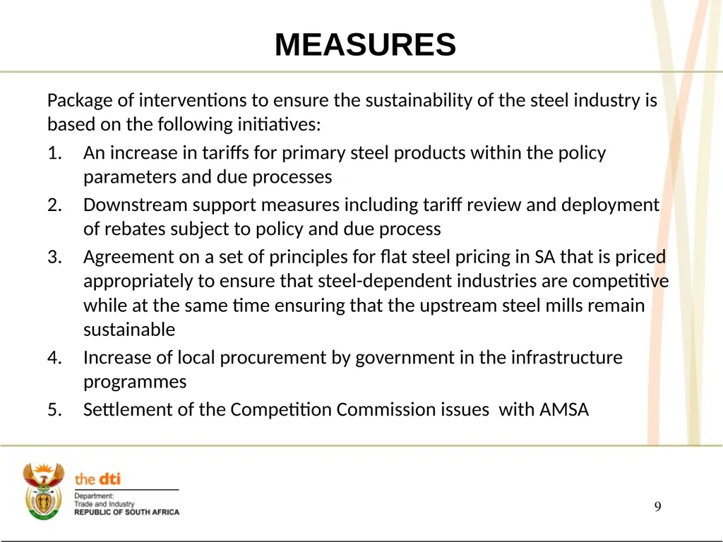 PRESENTATION TO THE JOINT PORTFOLIO COMMITTEES ON - slide 9 of 25