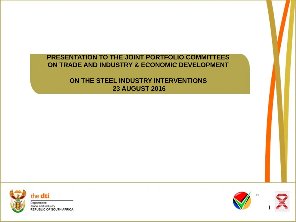 PRESENTATION TO THE JOINT PORTFOLIO COMMITTEES ON - slide 1 of 25