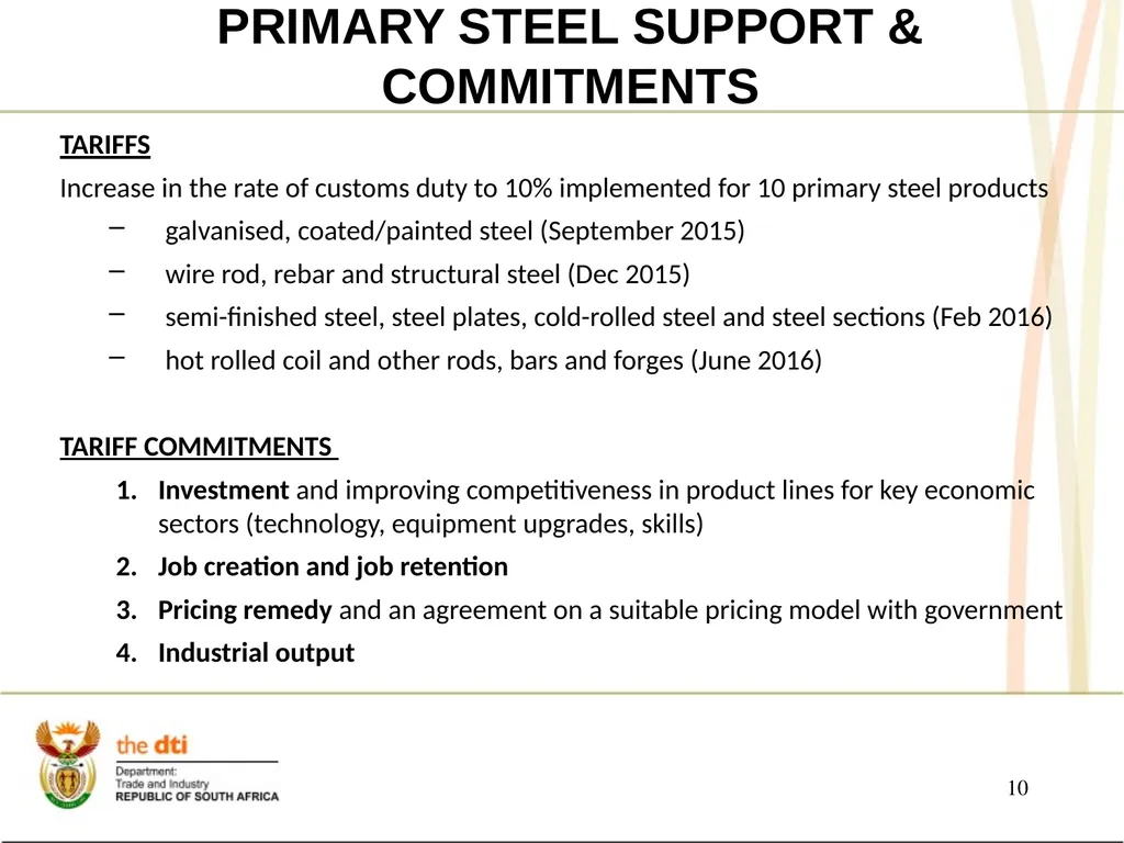 PRESENTATION TO THE JOINT PORTFOLIO COMMITTEES ON - slide 10 of 25