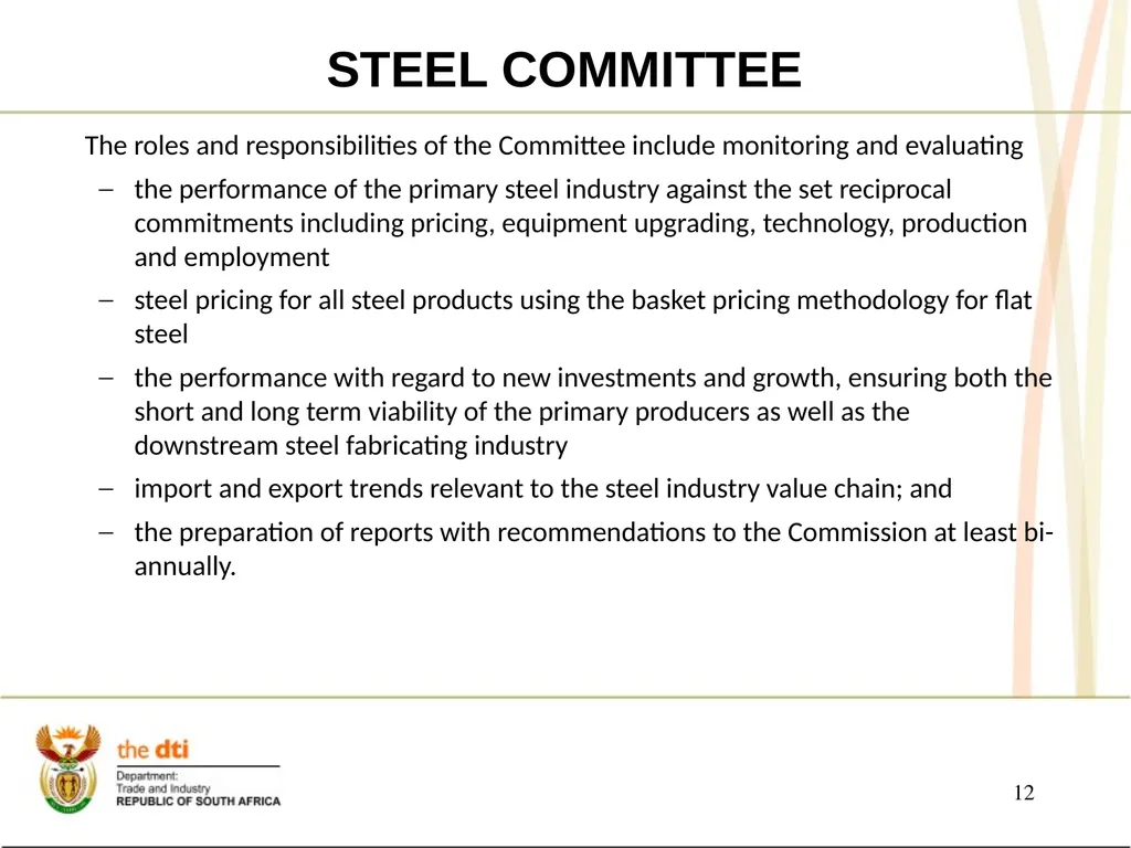 PRESENTATION TO THE JOINT PORTFOLIO COMMITTEES ON - slide 12 of 25