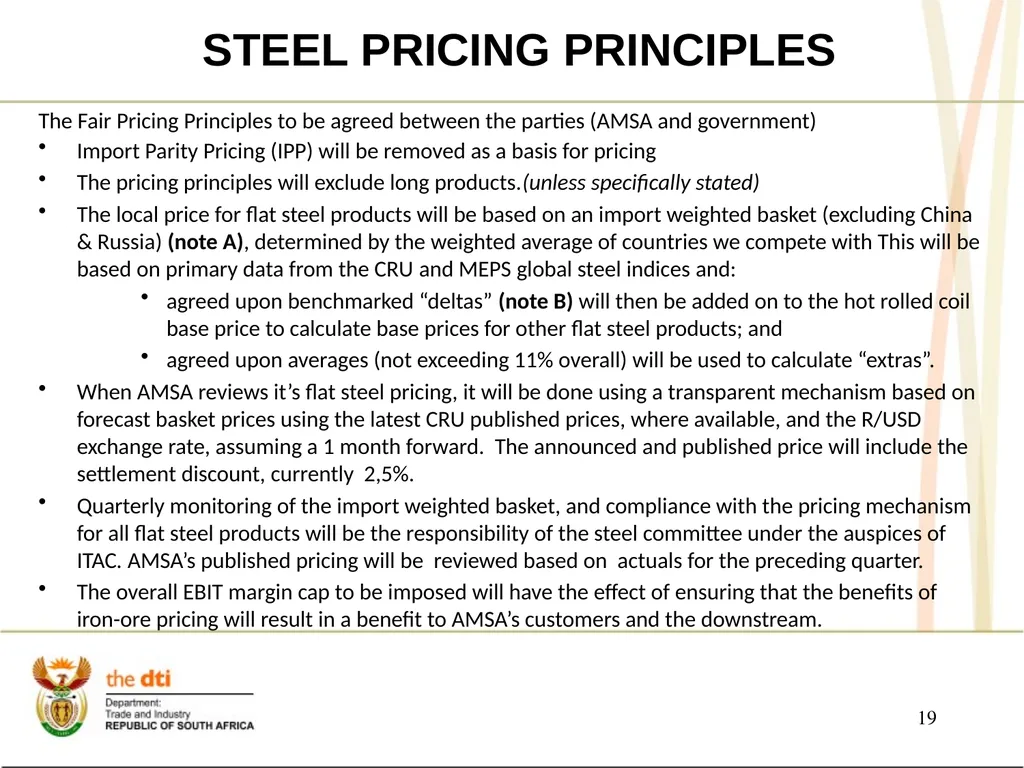 PRESENTATION TO THE JOINT PORTFOLIO COMMITTEES ON - slide 19 of 25