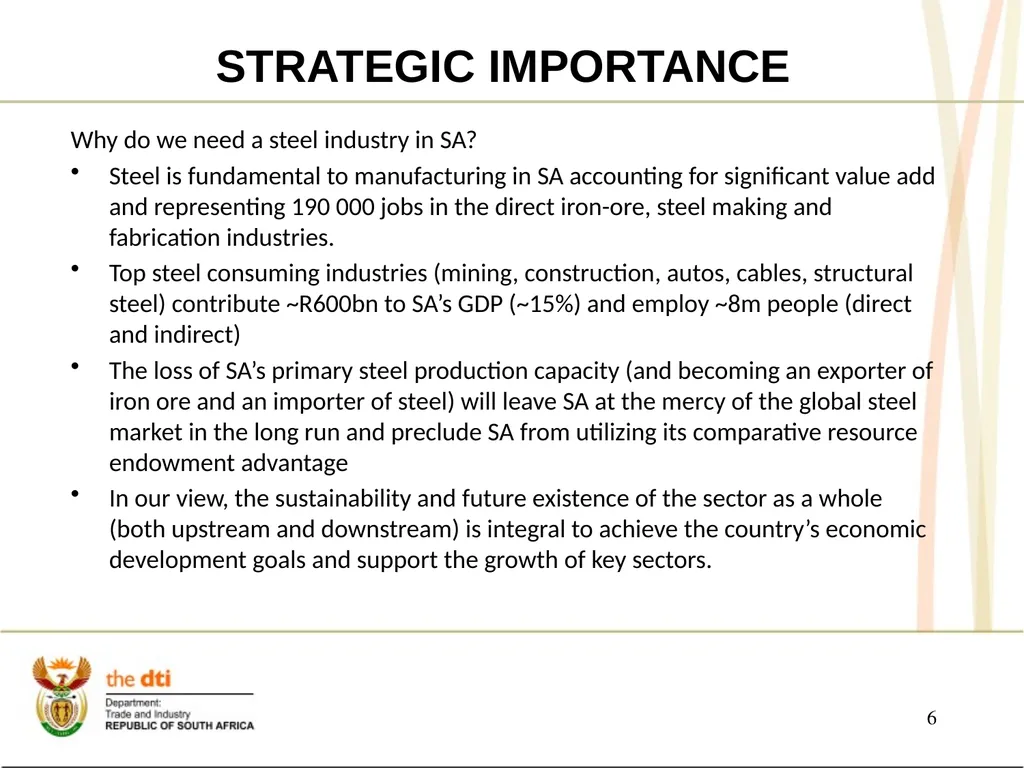 PRESENTATION TO THE JOINT PORTFOLIO COMMITTEES ON - slide 6 of 25