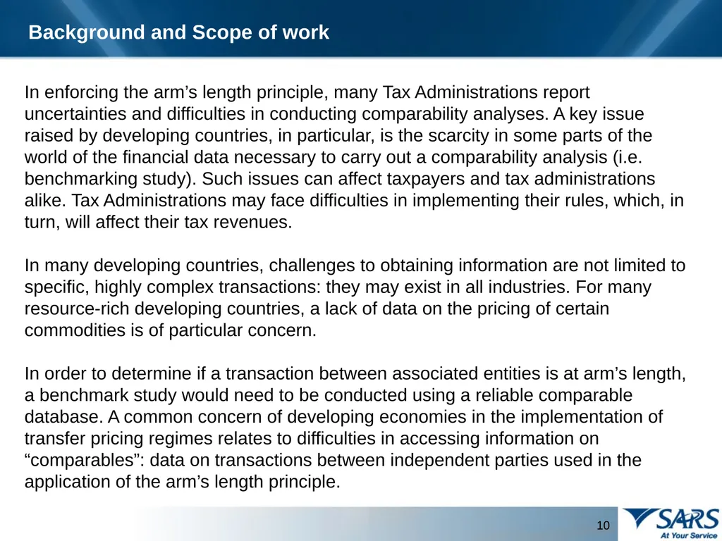 PROVISION OF THE TRANSFER PRICING BENCHMARKING - slide 10 of 41