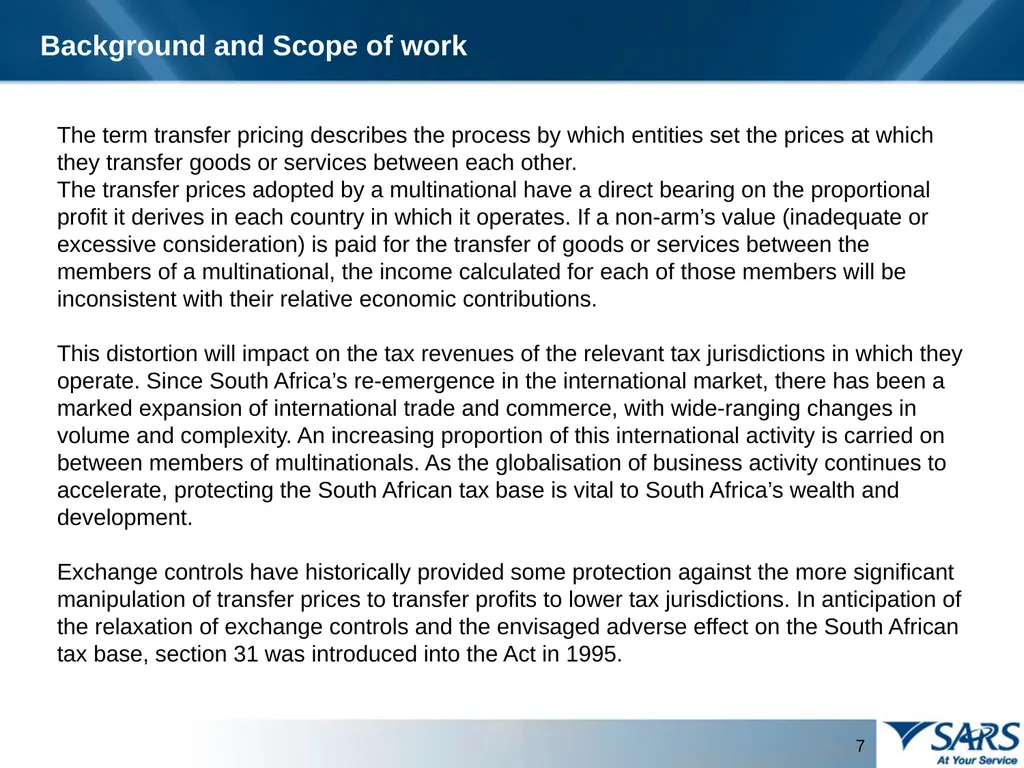 PROVISION OF THE TRANSFER PRICING BENCHMARKING - slide 7 of 41