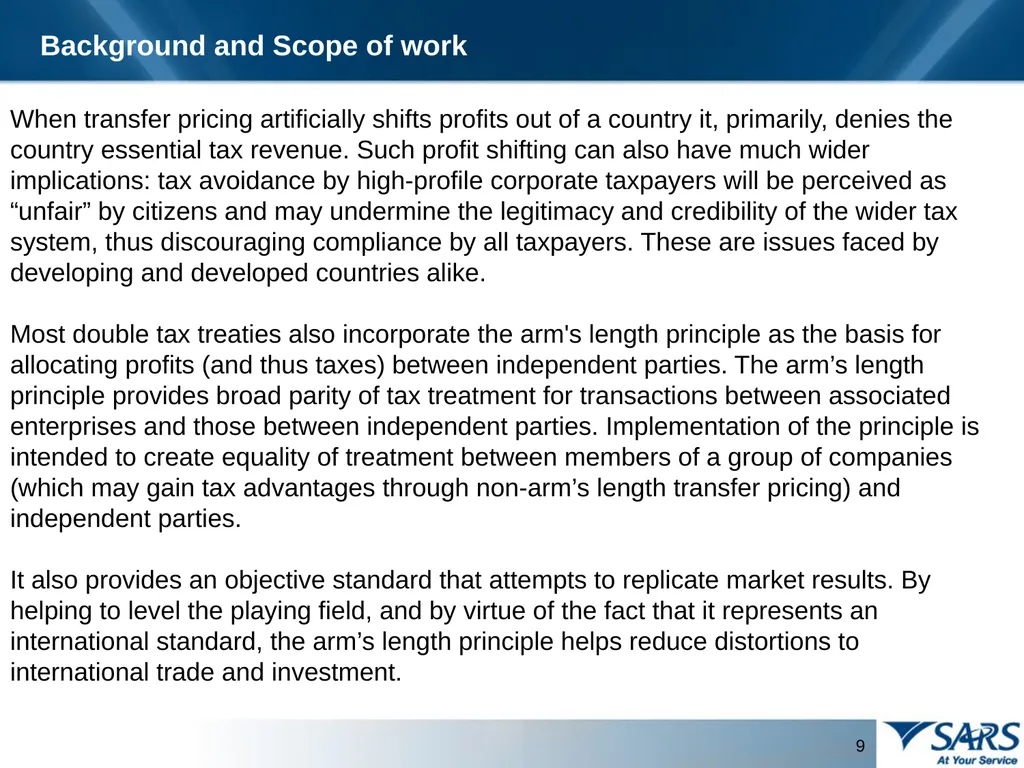 PROVISION OF THE TRANSFER PRICING BENCHMARKING - slide 9 of 41