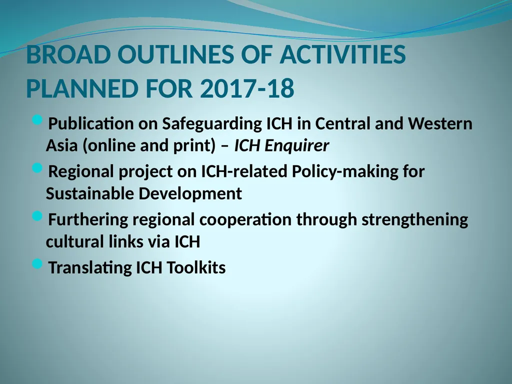 PAST AND PLANNED ACTIVITIES OF THE TEHRAN ICH - slide 13 of 16