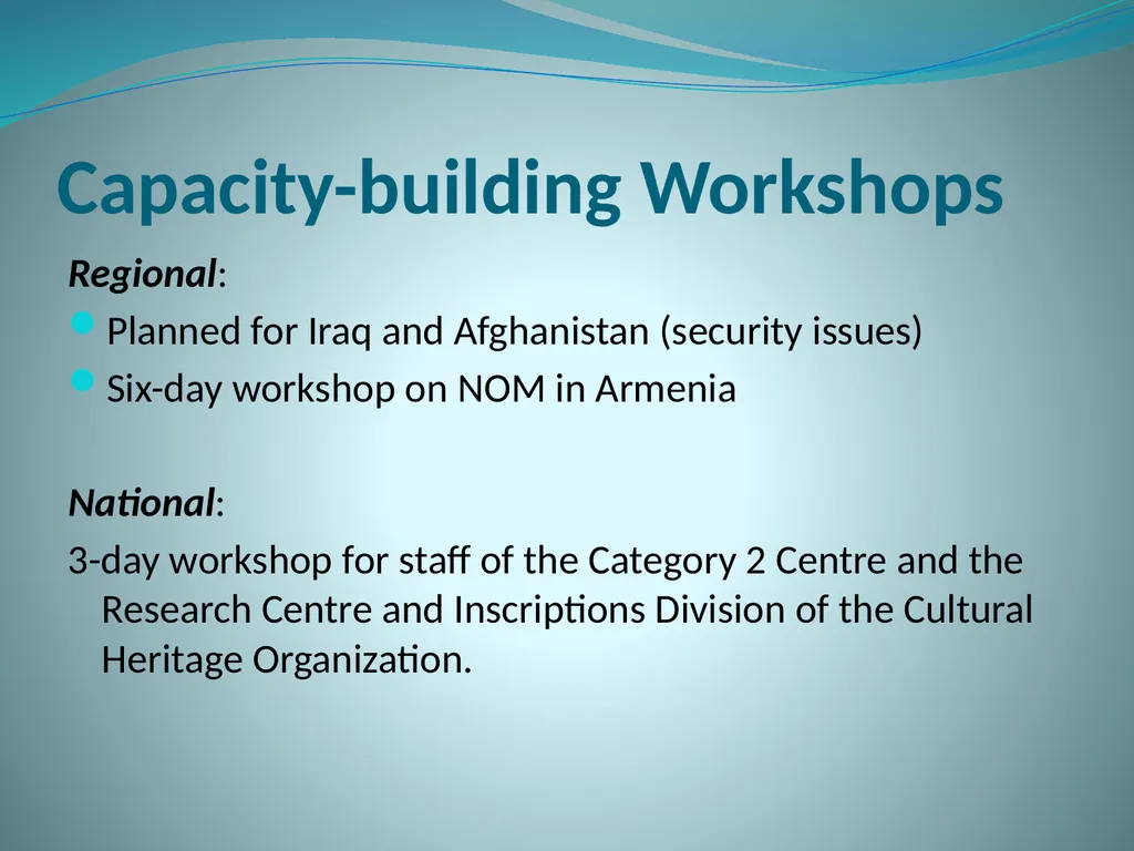PAST AND PLANNED ACTIVITIES OF THE TEHRAN ICH - slide 7 of 16