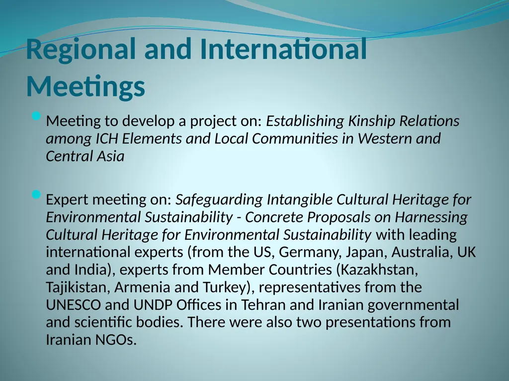 PAST AND PLANNED ACTIVITIES OF THE TEHRAN ICH - slide 10 of 16