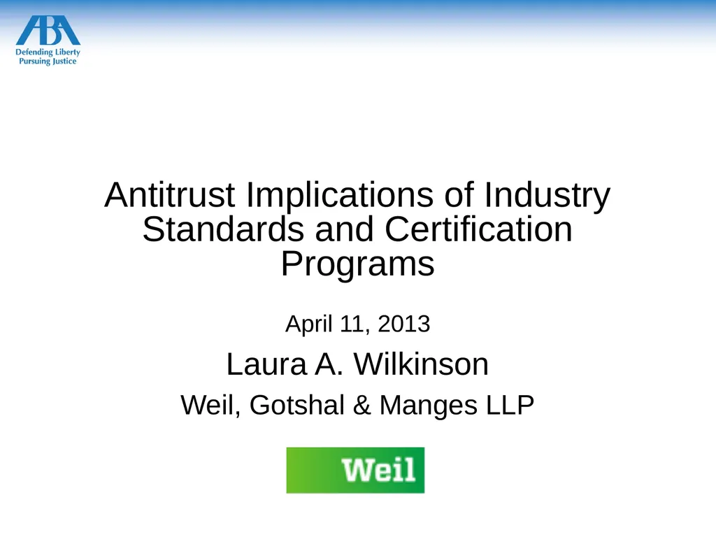 Antitrust Implications of Industry Standards and