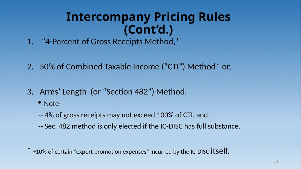 1 Tax Incentive Strategy for U.S. Exporters: - slide 20 of 31