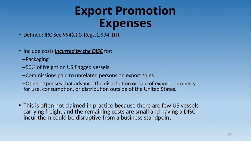 1 Tax Incentive Strategy for U.S. Exporters: - slide 25 of 31