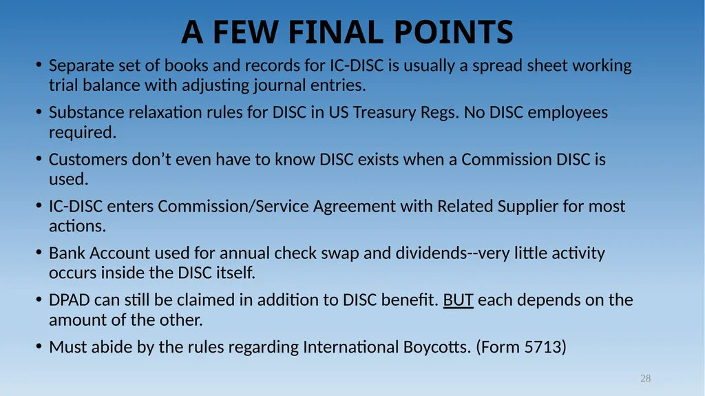 1 Tax Incentive Strategy for U.S. Exporters: - slide 28 of 31