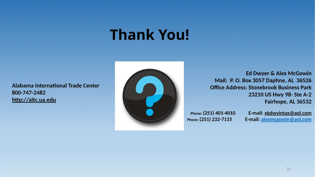 1 Tax Incentive Strategy for U.S. Exporters: - slide 31 of 31