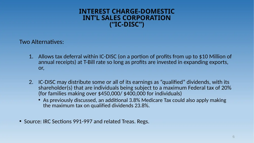1 Tax Incentive Strategy for U.S. Exporters: - slide 6 of 31