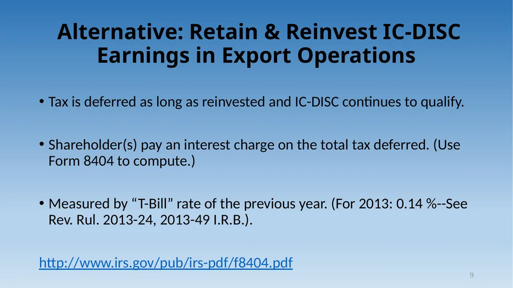 1 Tax Incentive Strategy for U.S. Exporters: - slide 9 of 31