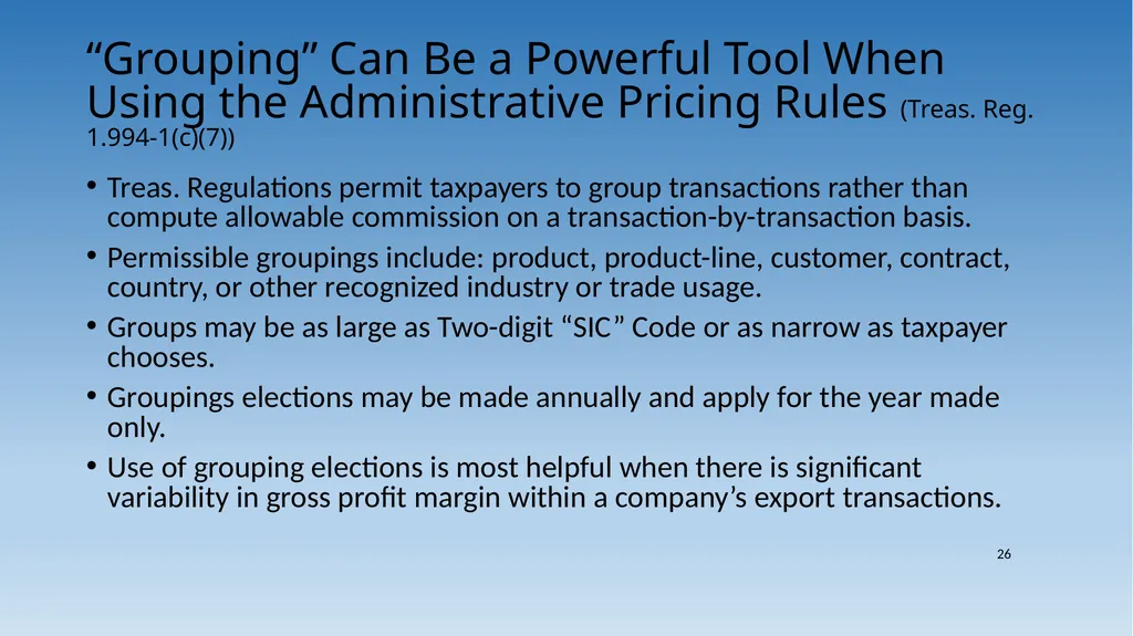 1 Tax Incentive Strategy for U.S. Exporters: - slide 26 of 31