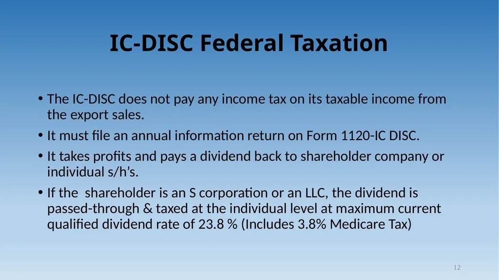 1 Tax Incentive Strategy for U.S. Exporters: - slide 12 of 31