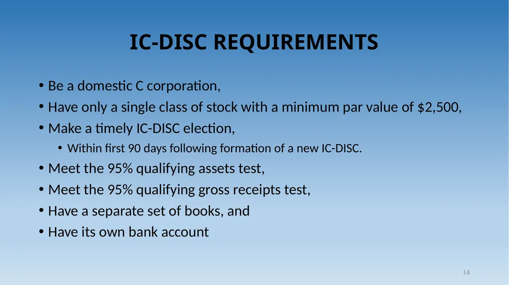 1 Tax Incentive Strategy for U.S. Exporters: - slide 14 of 31