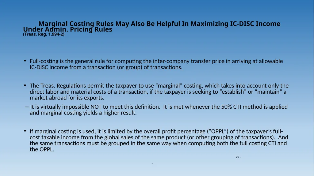 1 Tax Incentive Strategy for U.S. Exporters: - slide 27 of 31