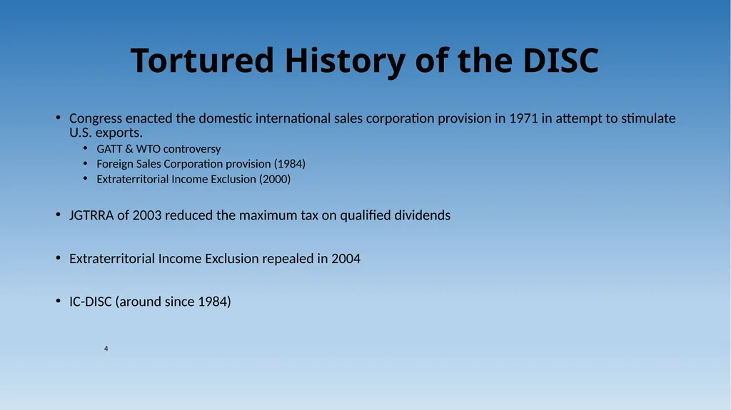 1 Tax Incentive Strategy for U.S. Exporters: - slide 4 of 31