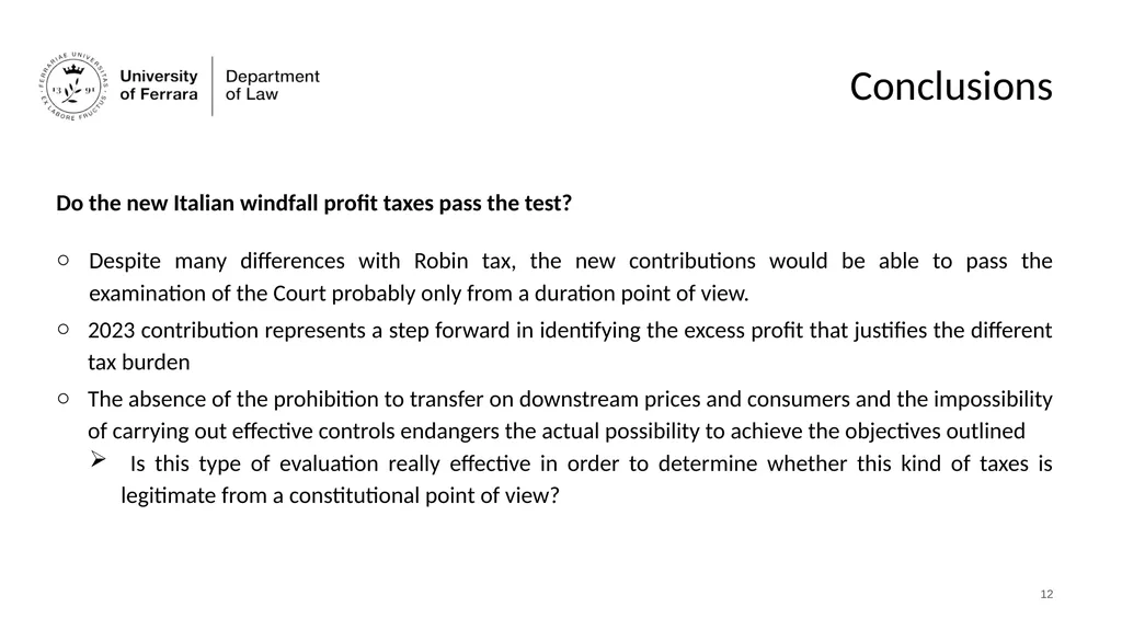 WINDFALL PROFIT TAXATION AND THE REDISTRIBUTIVE - slide 13 of 14