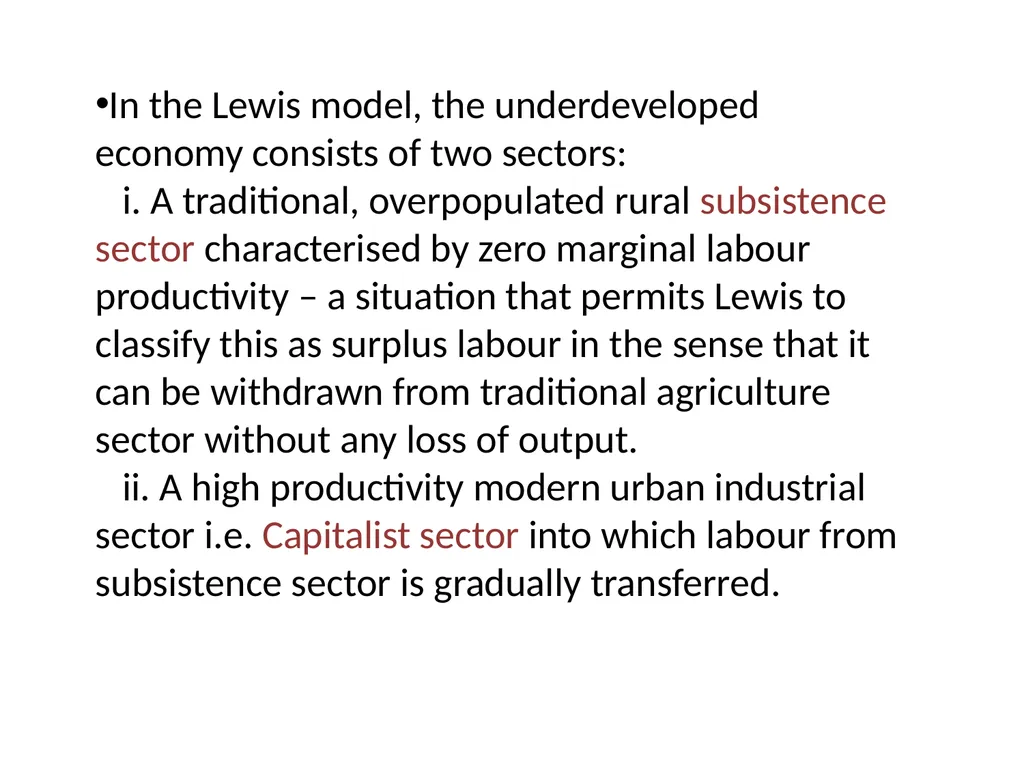 MAECO Semester –II CC6 W. A . Lewis Model of - slide 5 of 18