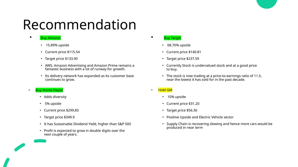 Consumer Discretionary Stock Recommendation Team: - slide 17 of 17