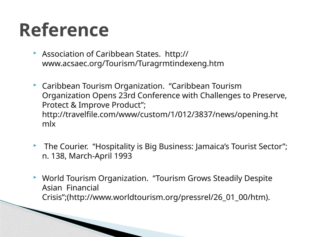 SADEKE SMITH TOURISM IMPACTS ON JAMAICA COLBOURNE - slide 41 of 41