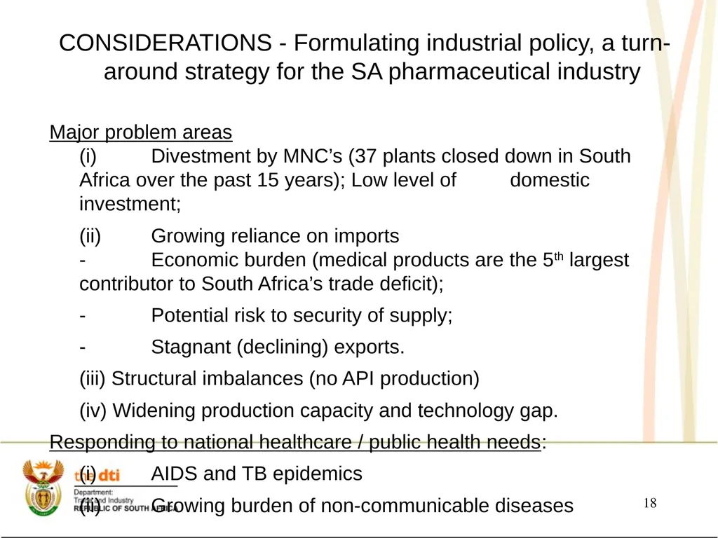 Portfolio Committee on Economic Development the - slide 18 of 29