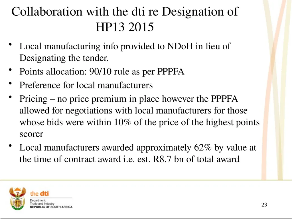 Portfolio Committee on Economic Development the - slide 23 of 29