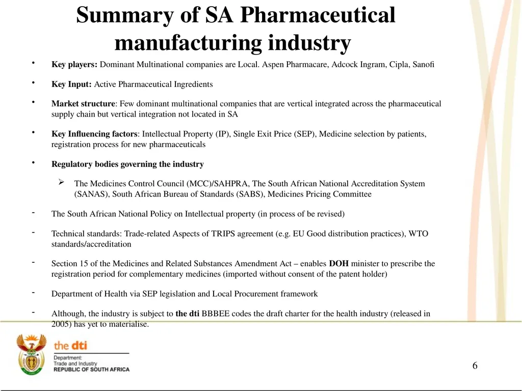 Portfolio Committee on Economic Development the - slide 6 of 29