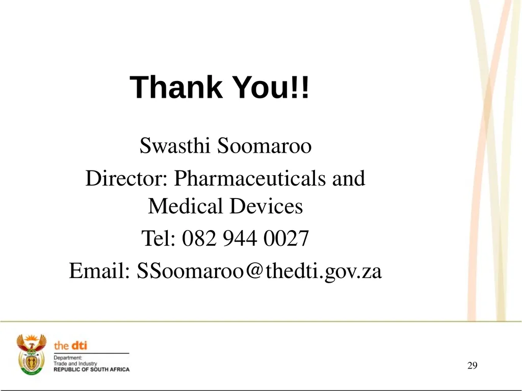 Portfolio Committee on Economic Development the - slide 29 of 29