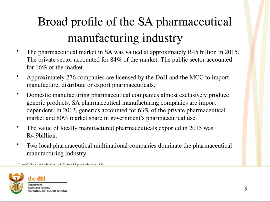 Portfolio Committee on Economic Development the - slide 5 of 29