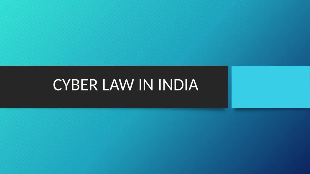 CYBER LAW IN INDIA In Simple way we can say