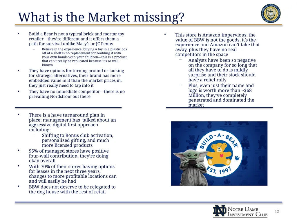 Build A Bear Workshop, Inc. (NYSE: BBW) NDIC – - slide 12 of 23