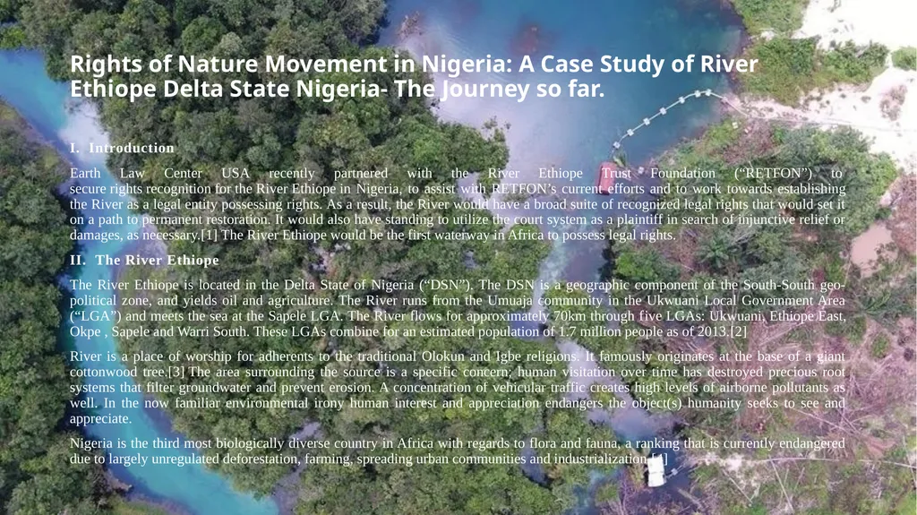 Rights of Nature Movement in Nigeria: A Case Study - slide 2 of 14