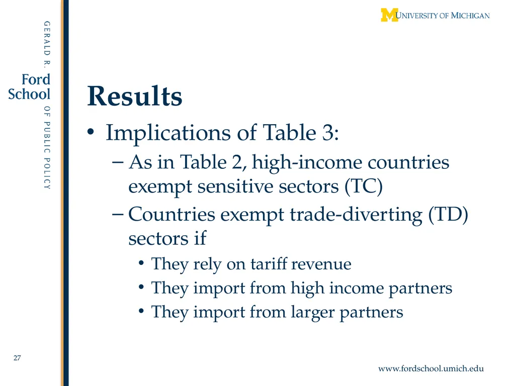 Exempted Sectors in Free Trade Agreements Alan V. - slide 27 of 29