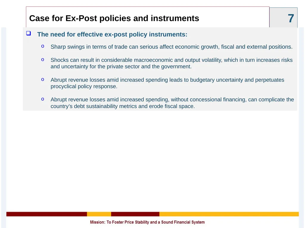 Policy Instruments to Manage Global Shocks - slide 7 of 11