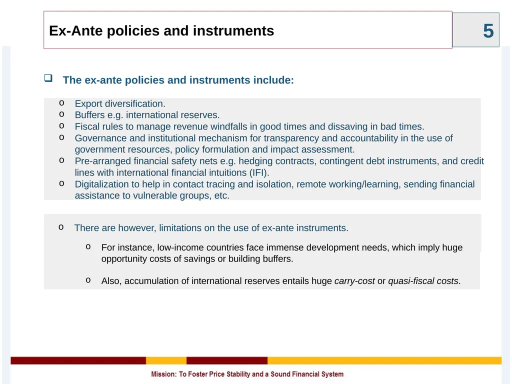 Policy Instruments to Manage Global Shocks - slide 5 of 11