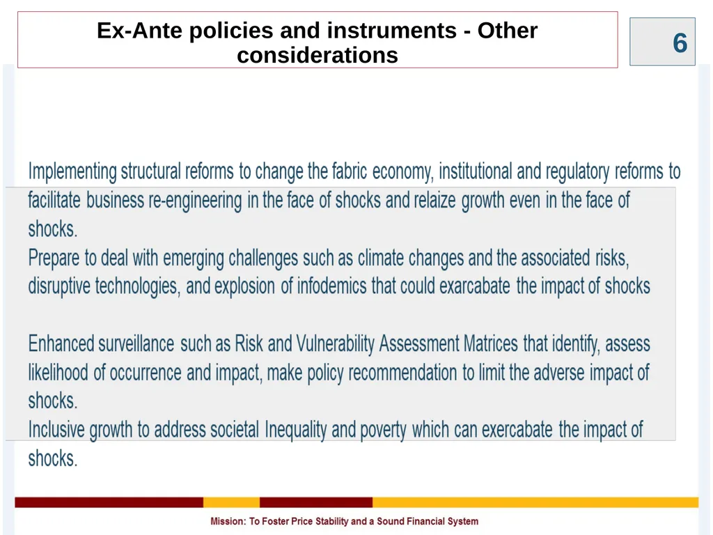 Policy Instruments to Manage Global Shocks - slide 6 of 11
